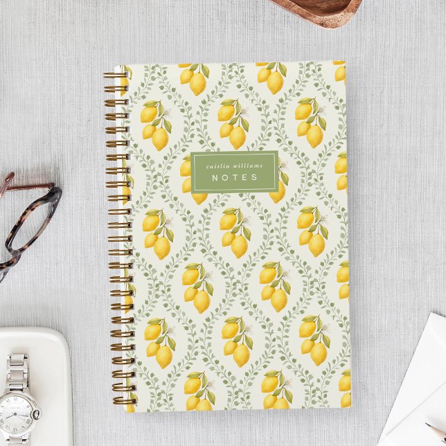 Sicilian Lemon + Sage Trellis Personalized Notebook (Creator Uploaded)