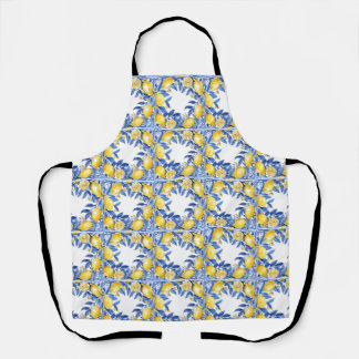 Sicilian Lemon Tiles Pattern Mediterranean Dolce  Apron