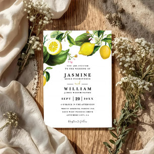 Sicilian Lemon Tree Rustic Elegant QR Code Wedding Invitation