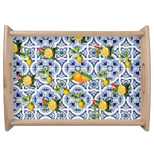 Sicilian lemons and oranges vintage pattern serving tray