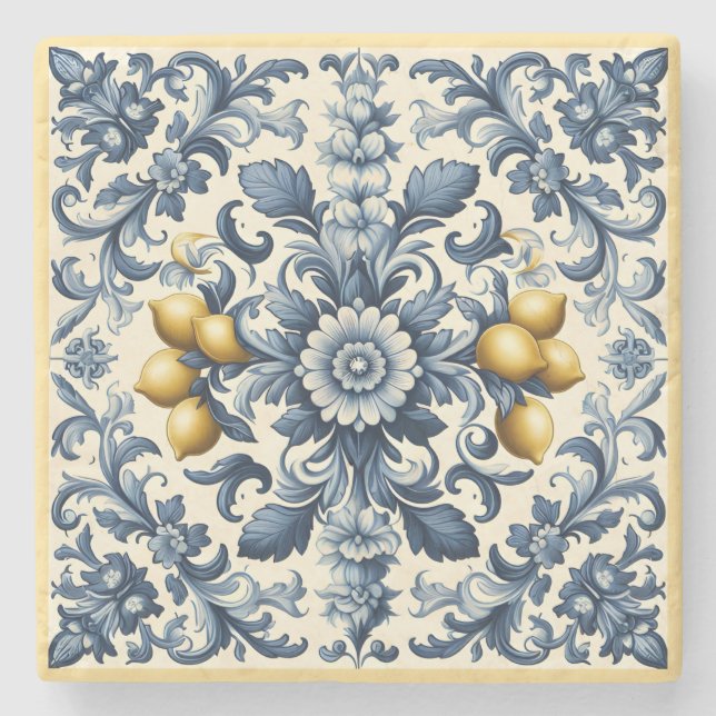 Sicilian Lemons  Stone Coaster (Front)
