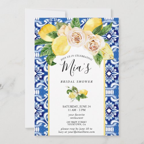 Sicilian Lemons Summer Bridal Shower  Invitation