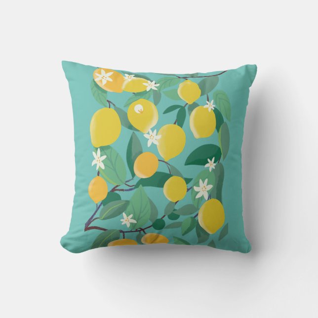 Sicilian lemons throw pillow (Front)