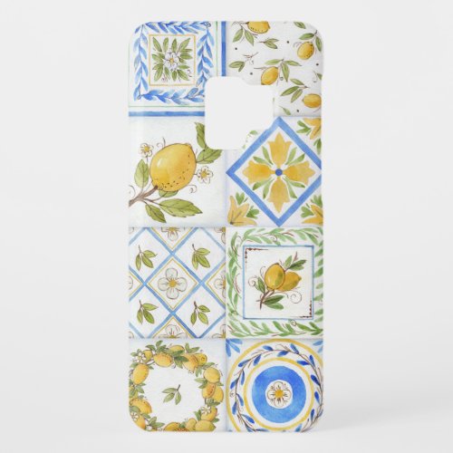 Sicilian Lemons Watercolor Square Pattern Case_Mate Samsung Galaxy S9 Case