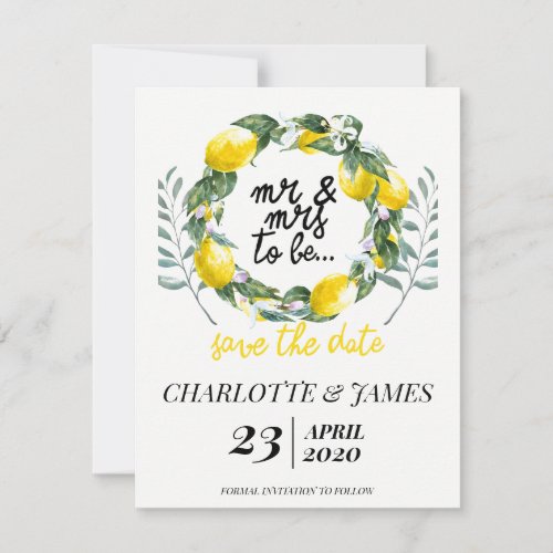 Sicilian Love Garden Lemon SAVE THE DATE Card
