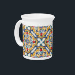 Sicilian Majolica Colorful Tile Pattern Beverage Pitcher<br><div class="desc">Mediterranean tiles,  popularized by Dolce & Gabbana's recent fashion collections,  are the epitome of Sicilian luxury. Red blooms and bright sunny flourishes add special whimsy to this design.</div>