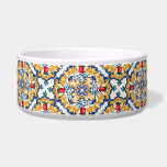 Sicilian Majolica Colorful Tile Pattern Bowl<br><div class="desc">Mediterranean tiles,  popularized by Dolce & Gabbana's recent fashion collections,  are the epitome of Sicilian luxury. Red blooms and bright sunny flourishes add special whimsy to this design.</div>