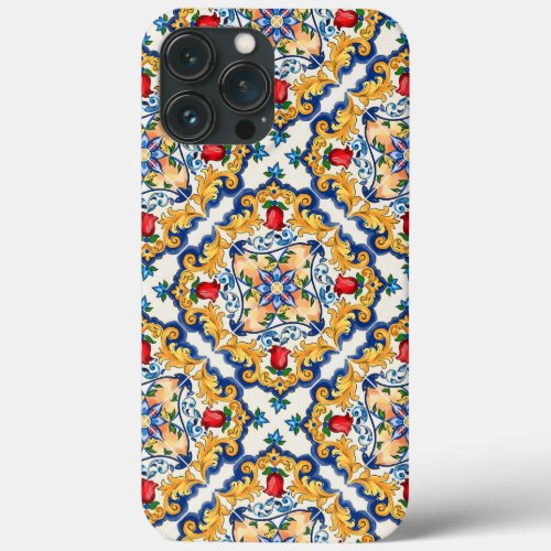 Sicilian Majolica Colorful Tile Pattern iPhone 13 Pro Max Case