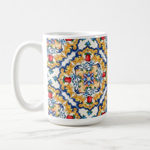 Sicilian Majolica Colorful Tile Pattern Coffee Mug