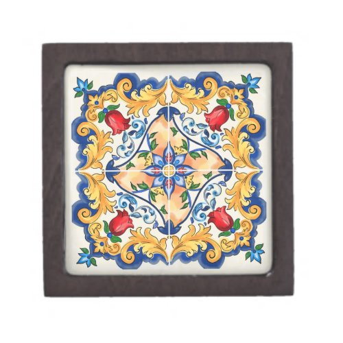 Sicilian Majolica Colorful Tile Pattern Gift Box