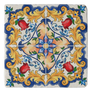 Sicilian Majolica Colorful Tile Pattern Trivet