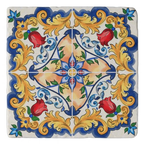 Sicilian Majolica Colorful Tile Pattern Trivet