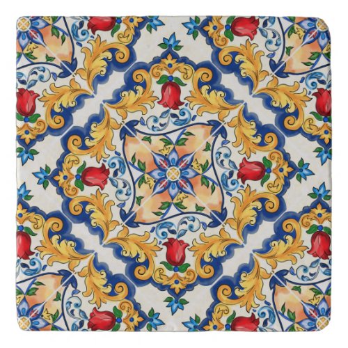 Sicilian Majolica Colorful Tile Pattern Trivet