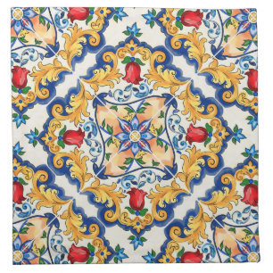 Sicilian Majolica Colourful Tile Pattern Cloth Napkin