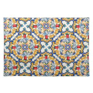 Sicilian Majolica Colourful Tile Pattern Cloth Placemat