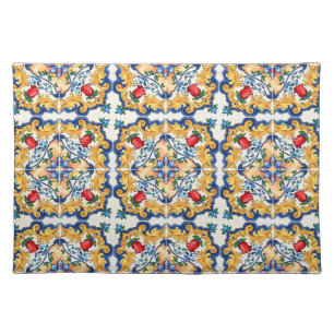 Sicilian Majolica Colourful Tile Pattern Cloth Placemat