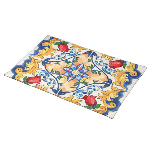 Sicilian Majolica Colourful Tile Pattern Placemat