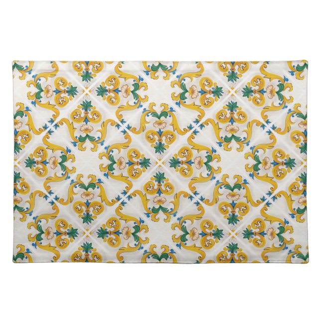 Sicilian Majolica Colourful Tile Pattern Placemat (Front)
