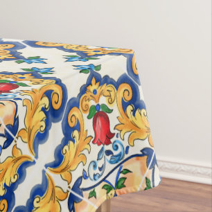 Sicilian Majolica Colourful Tile Pattern Tablecloth