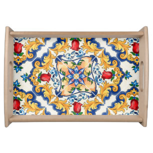 Sicilian Majolica Colourful Tile Pattern Tray