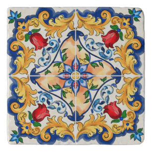 Sicilian Majolica Colourful Tile Pattern Trivet