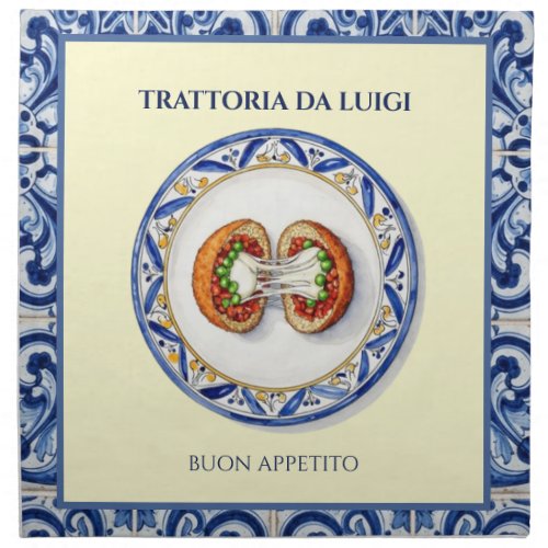 Sicilian Majolica Tile Arancini Cloth Napkin