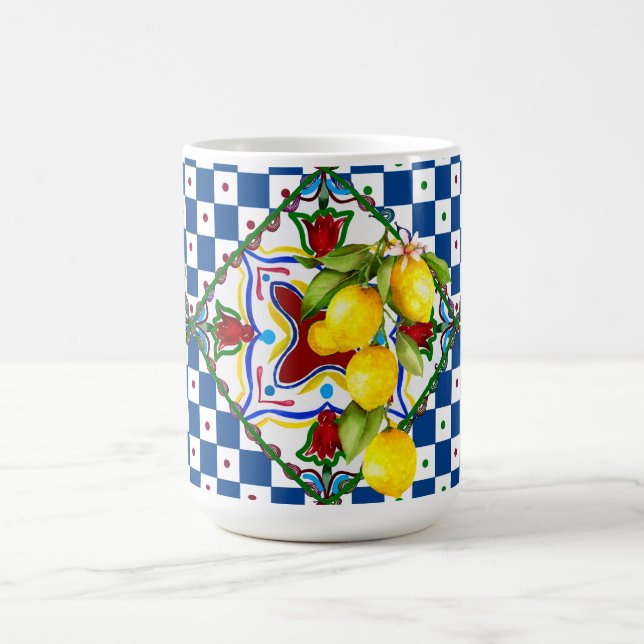 Sicilian,majolica,tiles,lemons  color morph mug  (Center)
