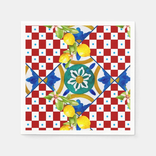 Sicilian,majolica,tiles,lemons  napkins (Front)