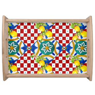 Sicilian,majolica,tiles,lemons Serving Tray