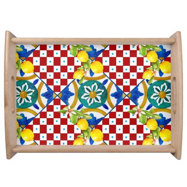 Sicilian,majolica,tiles,lemons Serving Tray (Front)
