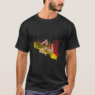 Sicilian Map And Flag Souvenir - Distressed Sicily T-Shirt