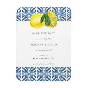 Sicilian Mediterranean Blue Lemons Save The Date Magnet
