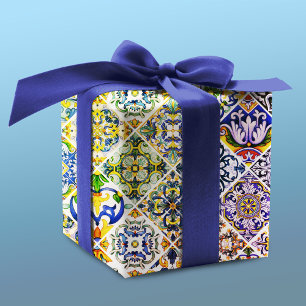 Sicilian Mediterranean green tiles Wrapping Paper