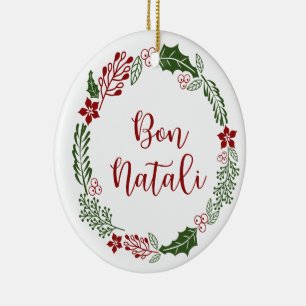 Sicilian Merry Christmas Wreath, Bon Natali Ceramic Ornament