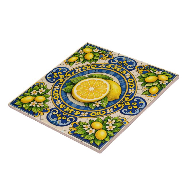 Sicilian pattern lemons ceramic tile (Side)
