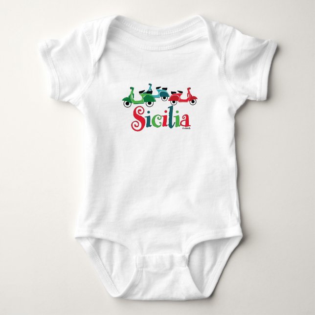 Sicilian Scooter Trio Baby One-piece Baby Bodysuit (Front)