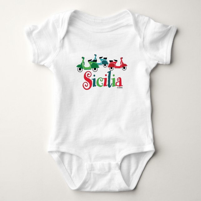 Sicilian Scooter Trio Baby One-piece Bodysuit (Front)