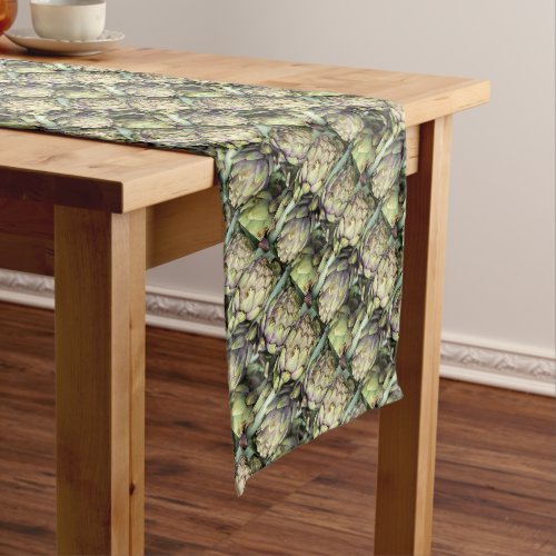 Sicilian still life with artichokes short table runner