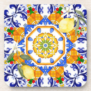 Sicilian style,lemons,majolica  beverage coaster