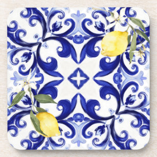 Sicilian style,lemons,majolica beverage coaster