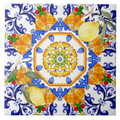 Sicilian stylelemonsmajolica Ceramic Tile
