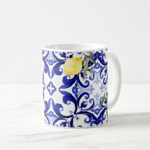Sicilian stylelemonsmajolica  coffee mug