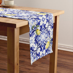 Sicilian style,lemons,majolica medium table runner
