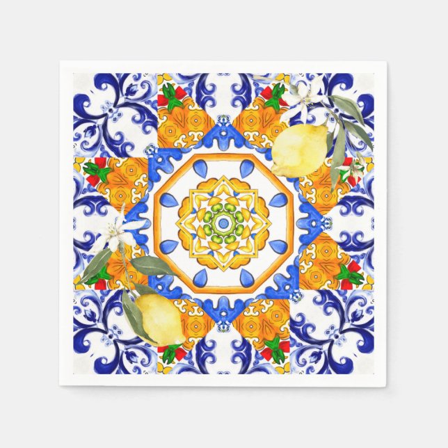 Sicilian style,lemons,majolica  napkins (Front)