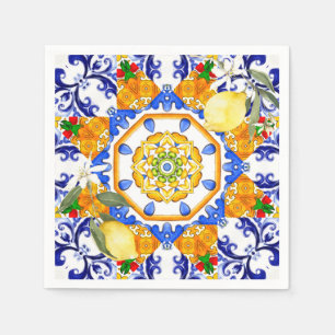 Sicilian style,lemons,majolica  napkins