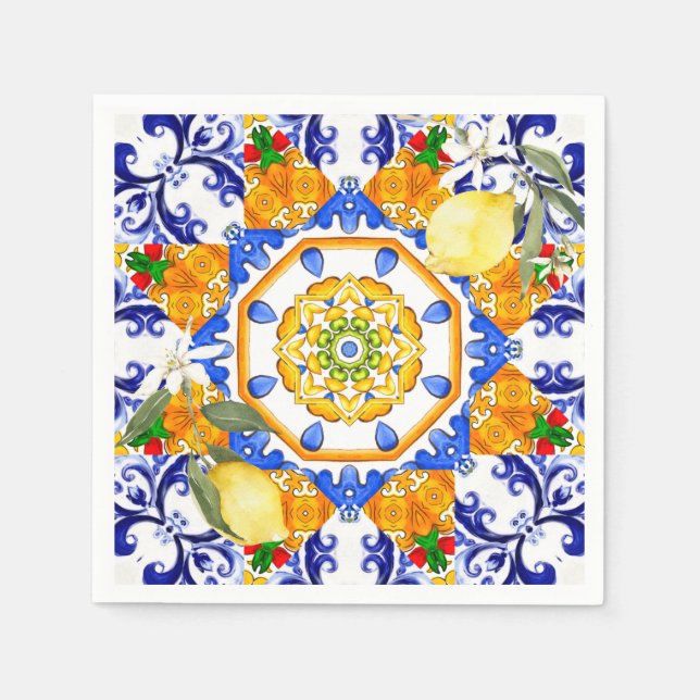 Sicilian style,lemons,majolica  napkins (Front)