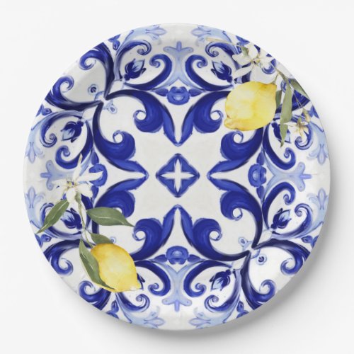 Sicilian stylelemonsmajolica  paper plates