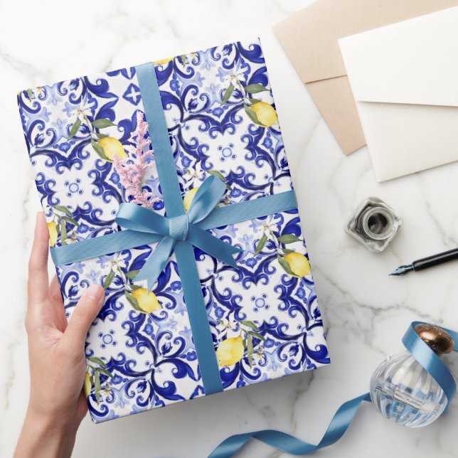 Sicilian style,lemons,majolica  wrapping paper (Gifting)