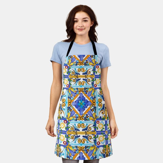 Sicilian style,majolica,lemons        apron (Worn)