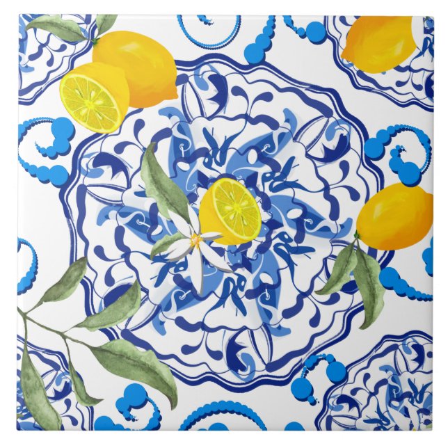 Sicilian style,majolica,lemons                ceramic tile (Front)